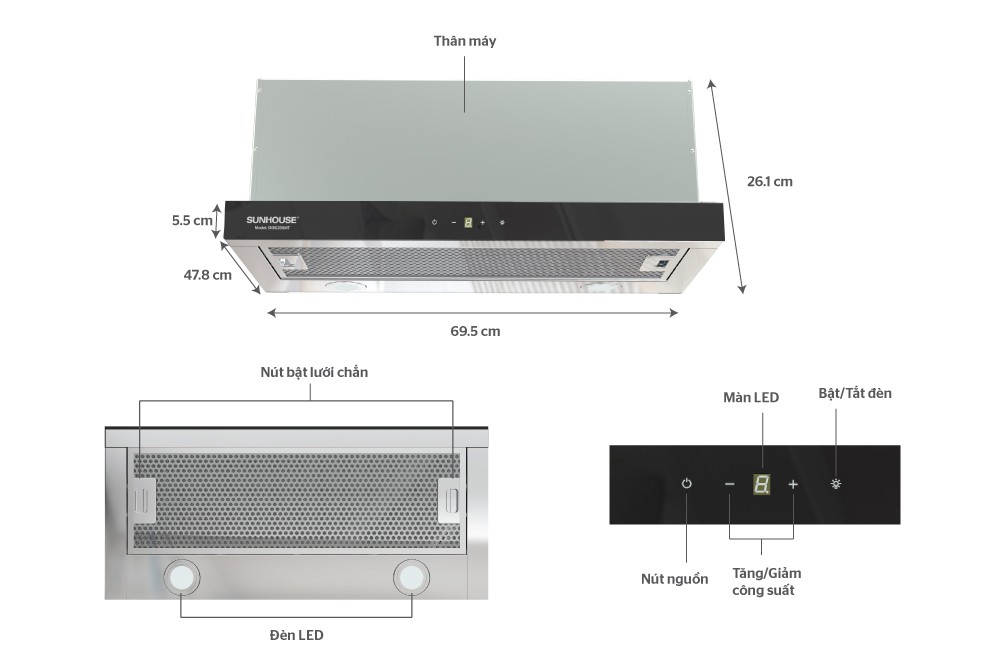 Máy hút mùi Sunhouse SHB6288MT