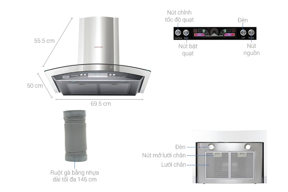 Máy hút mùi Sunhouse SHB6626
