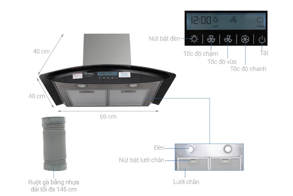 Máy hút mùi Sunhouse APEX APB6680-70C