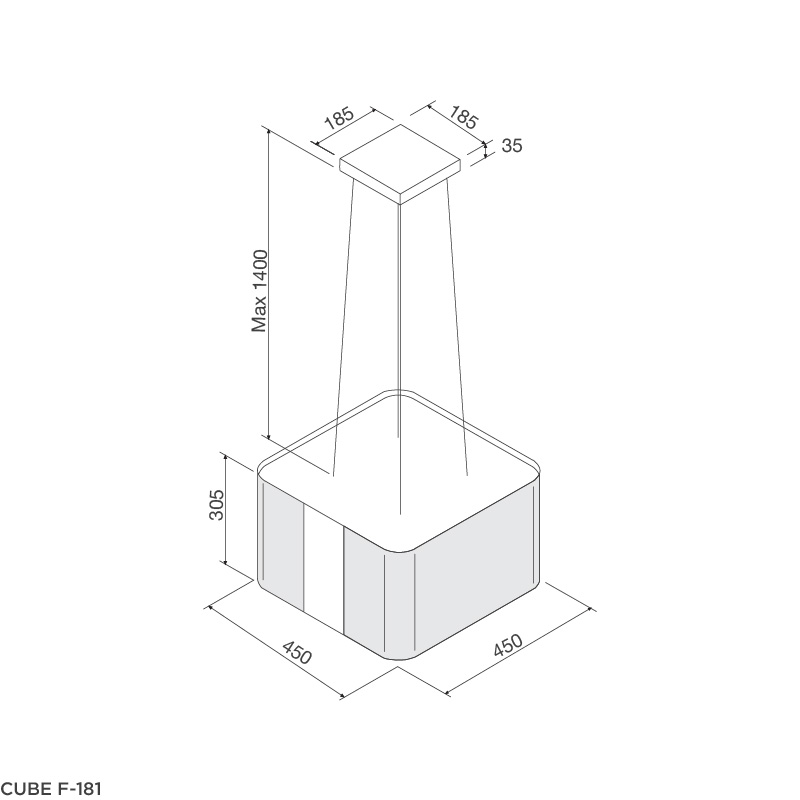 Máy hút mùi đảo Malloca CUBE F-181