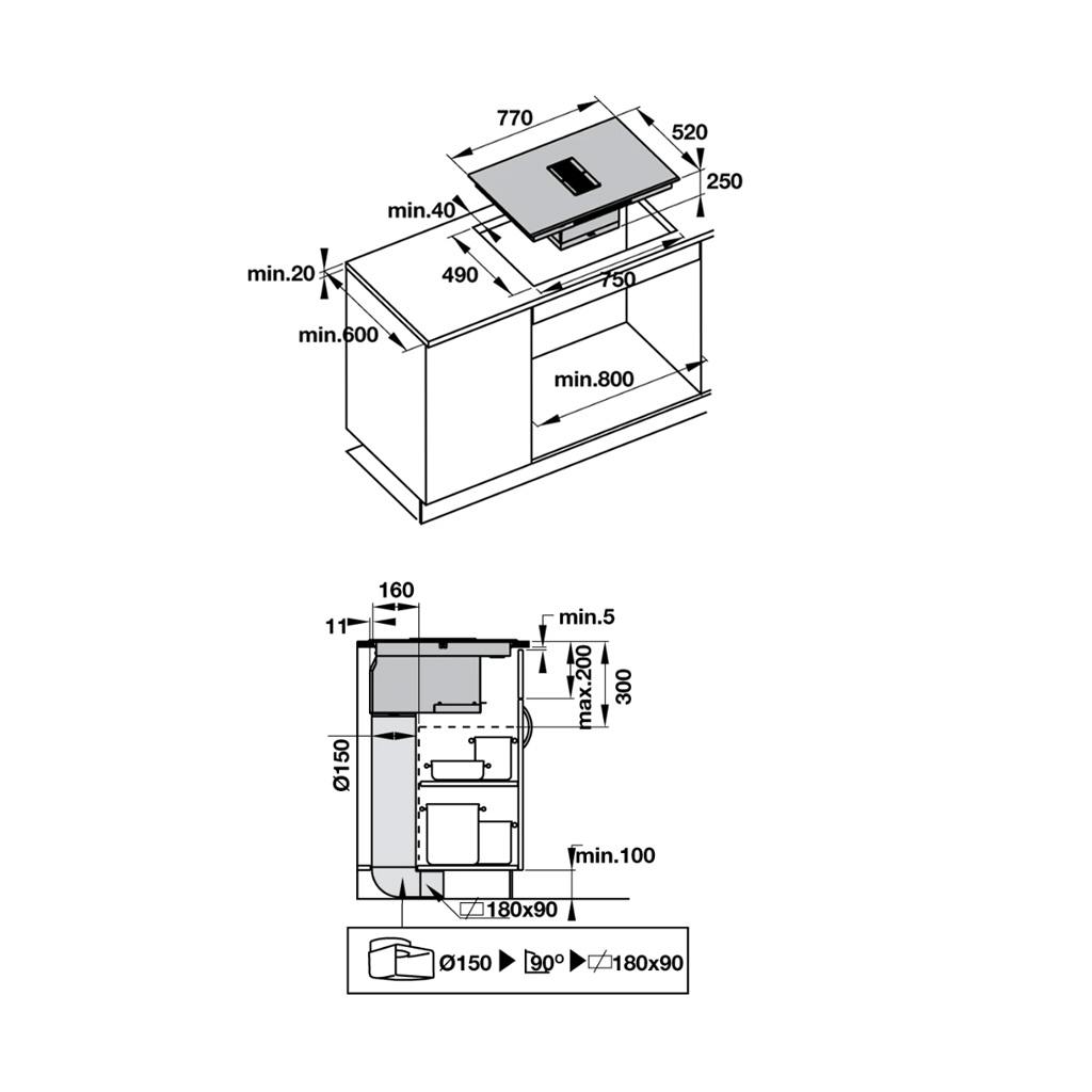 Bếp từ kết hợp hút mùi Hafele HC-IHH77D 536.61.655
