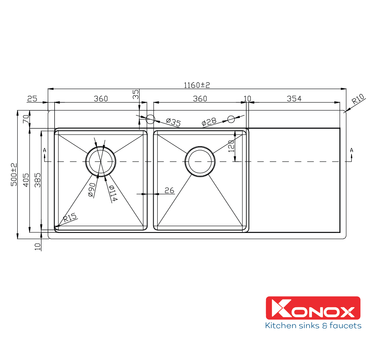Chậu rửa Konox KN11650TD