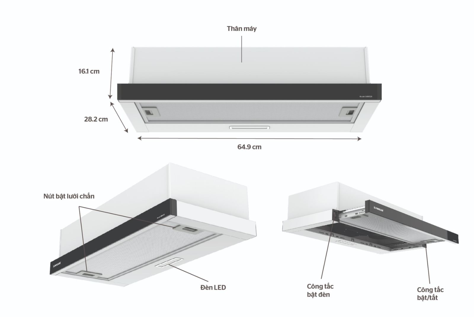 Máy hút mùi Sunhouse SHB6123